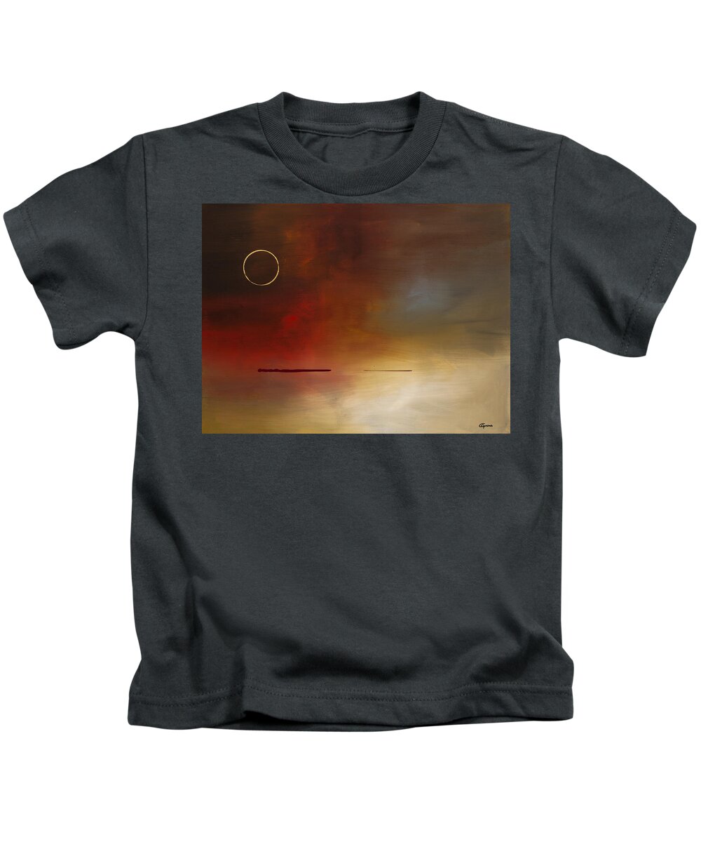 Abstract Art Kids T-Shirt featuring the painting Eclipse by Carmen Guedez