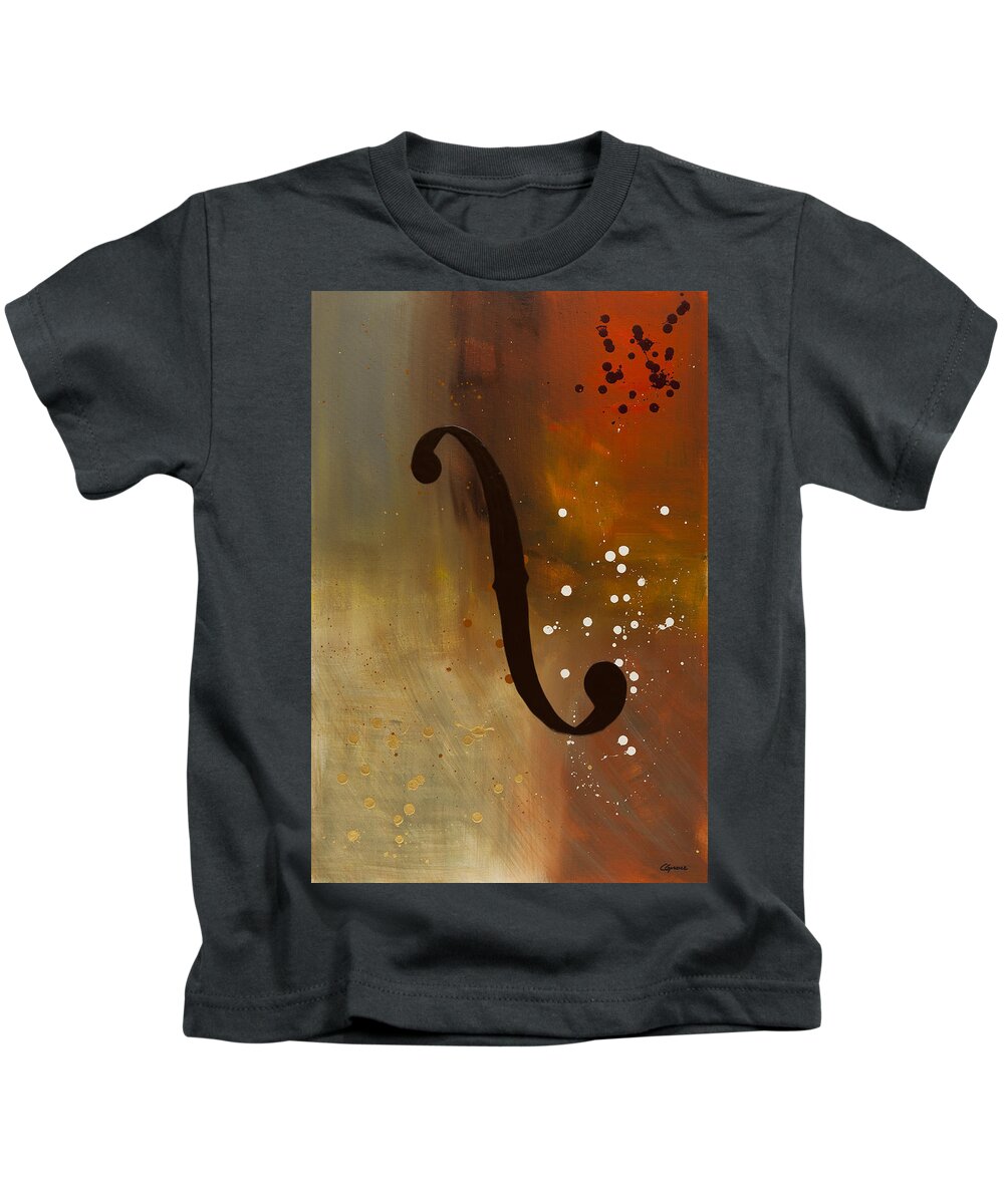 Music Abstract Art Kids T-Shirt featuring the painting Efe by Carmen Guedez