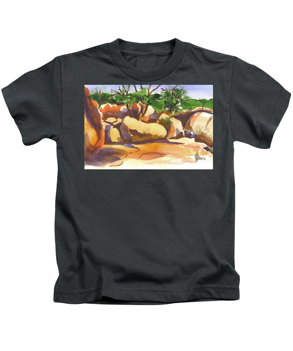 Elephant Rocks Revisited I Kids T-Shirt featuring the painting Elephant Rocks Revisited I by Kip DeVore
