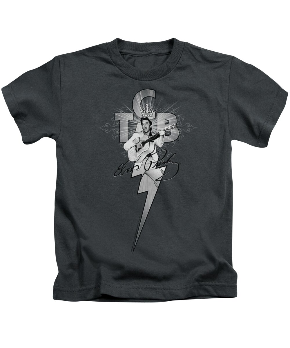 Elvis Kids T-Shirt featuring the digital art Elvis - Tcb Ornate by Brand A