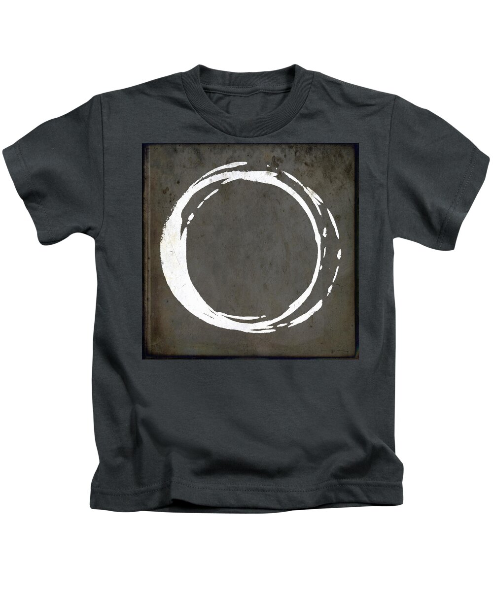 Gray Kids T-Shirt featuring the painting Enso No. 107 Gray Brown by Julie Niemela
