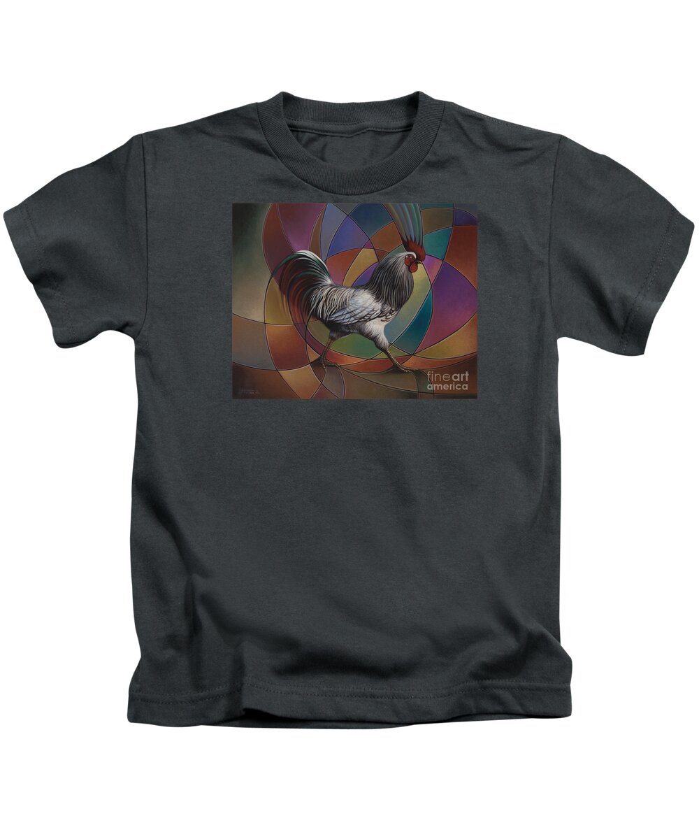 Rooster Kids T-Shirt featuring the painting Espolones or Spurs by Ricardo Chavez-Mendez