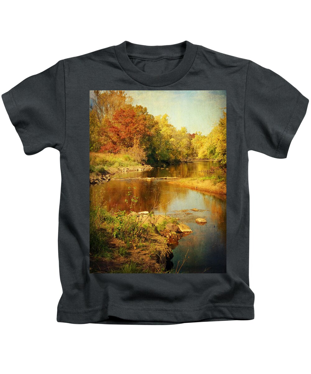 Water Kids T-Shirt featuring the photograph Fall Time at Rum River by Lucinda Walter