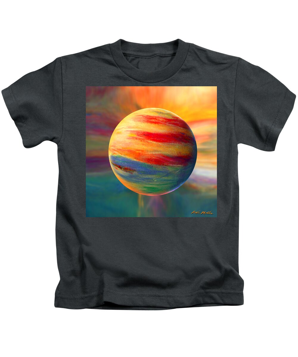 Fire Kids T-Shirt featuring the painting Fire and Ice Ball by Robin Moline