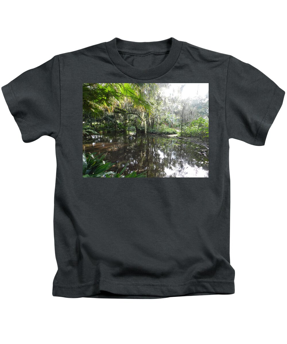Nature Kids T-Shirt featuring the photograph Florida Garden Pond by Deborah Ferree