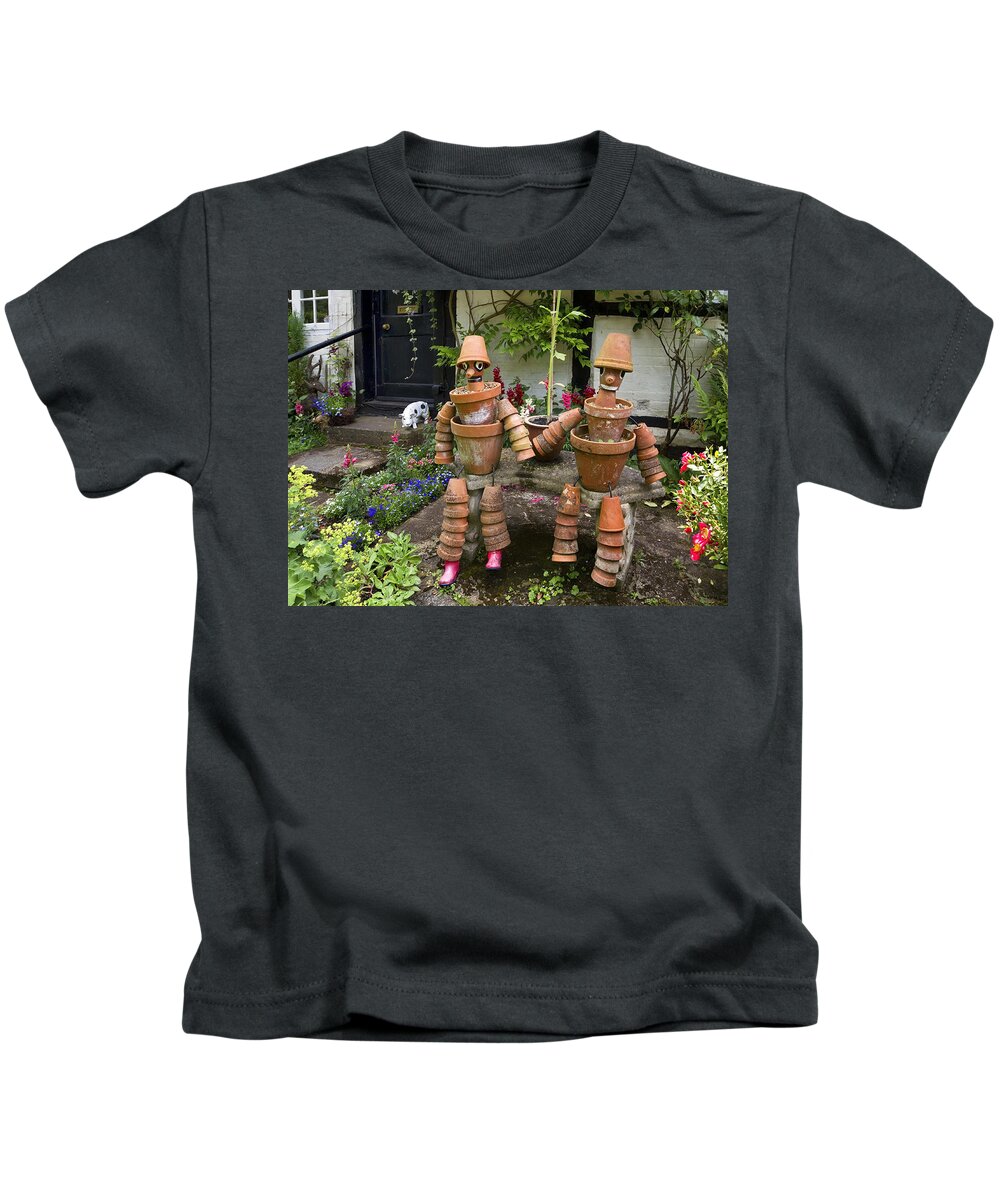 Terra Cotta Kids T-Shirt featuring the photograph Flower Pot People by Shirley Mitchell