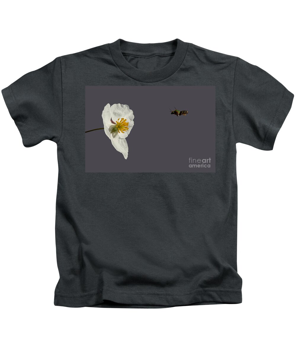 Broadleaf Arrowhead Kids T-Shirt featuring the photograph Flying In For Breakfast by Meg Rousher
