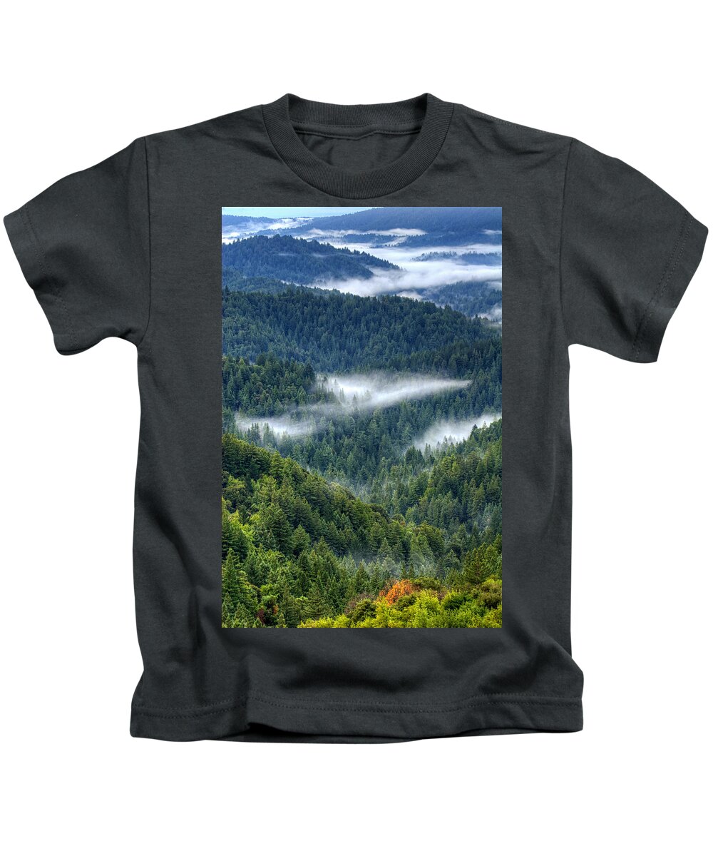 Santa Cruz Mountains Kids T-Shirt featuring the photograph Fog in the Santa Cruz Mountains by Lisa Chorny