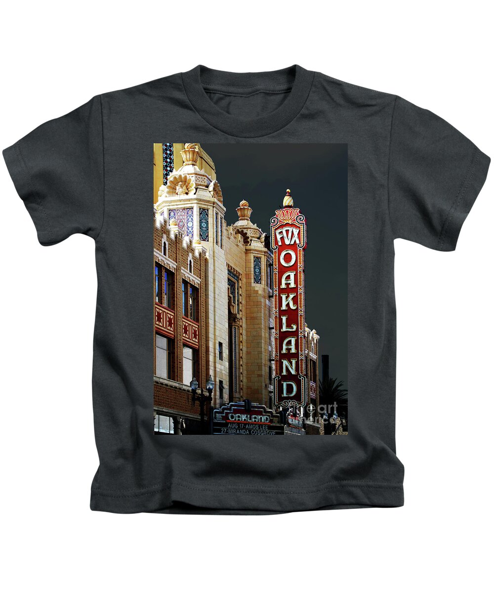 Wingsdomain Kids T-Shirt featuring the photograph Fox Theater . Oakland California by Wingsdomain Art and Photography