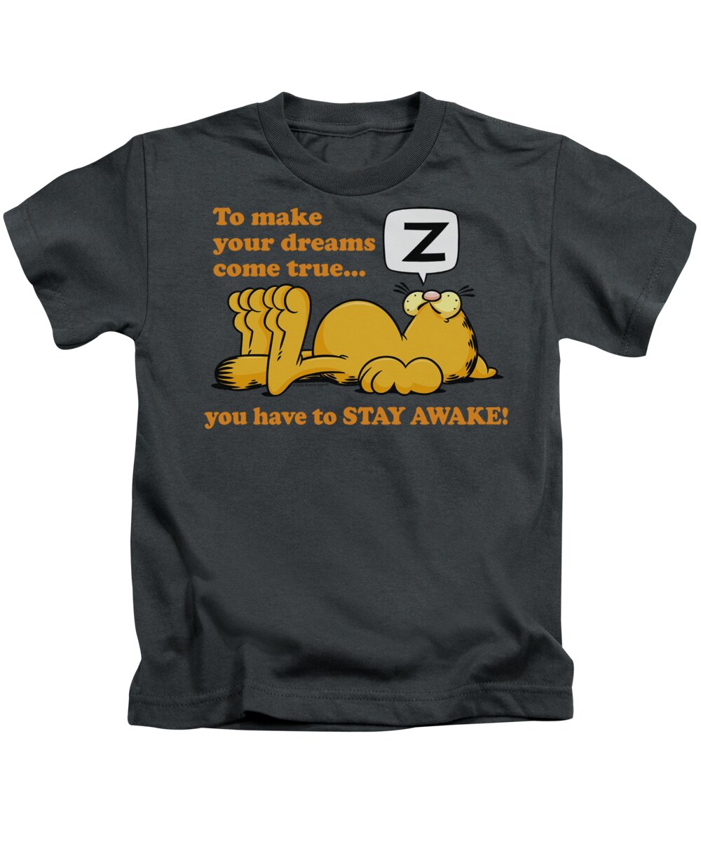 Garfield Kids T-Shirt featuring the digital art Garfield - Stay Awake by Brand A