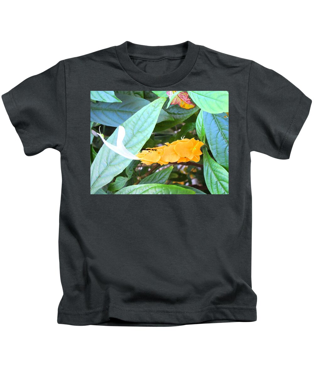 Art Kids T-Shirt featuring the photograph Golden Shrimp Plant by Ashley Goforth