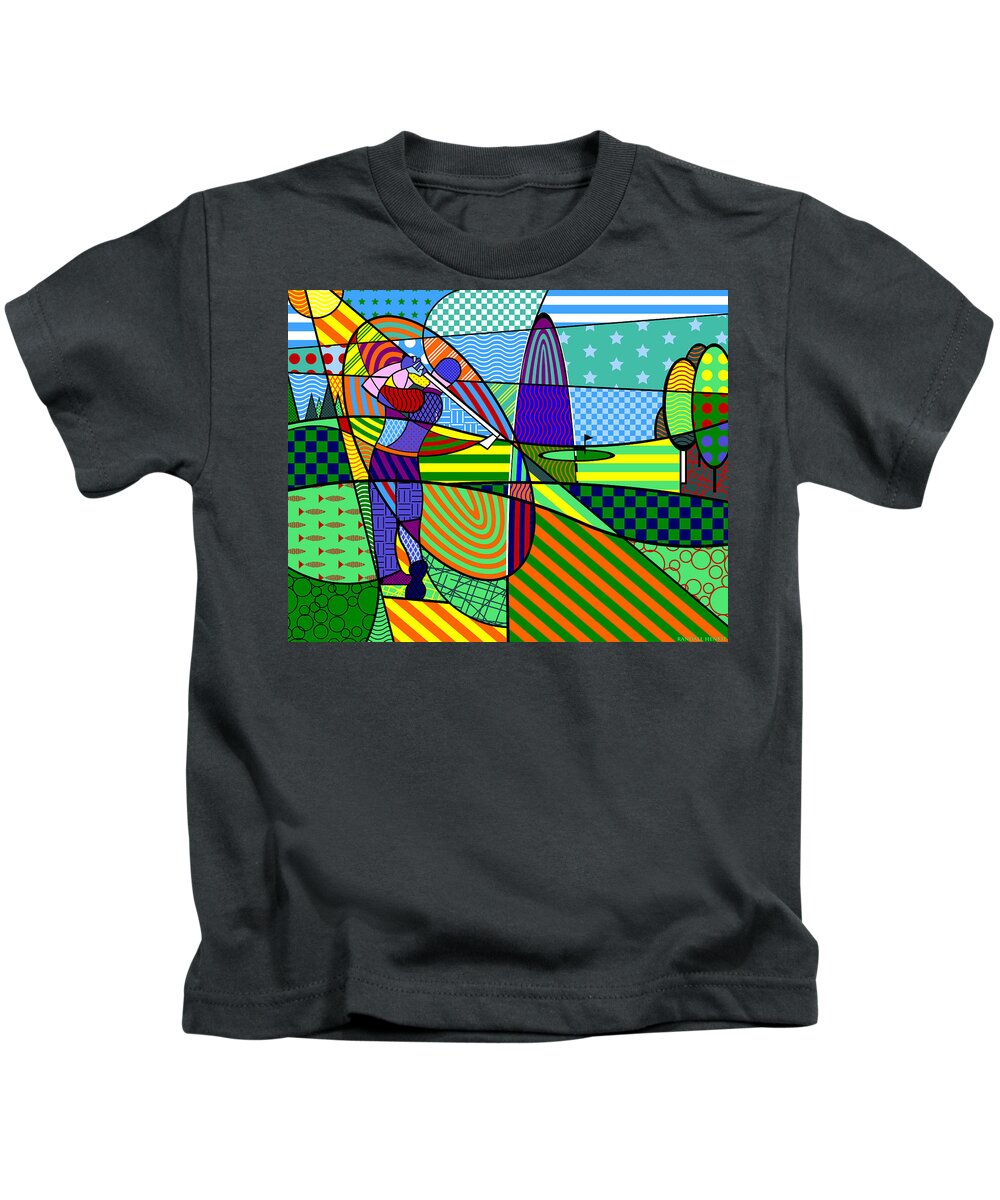 Colorful Kids T-Shirt featuring the digital art Golf by Randall J Henrie