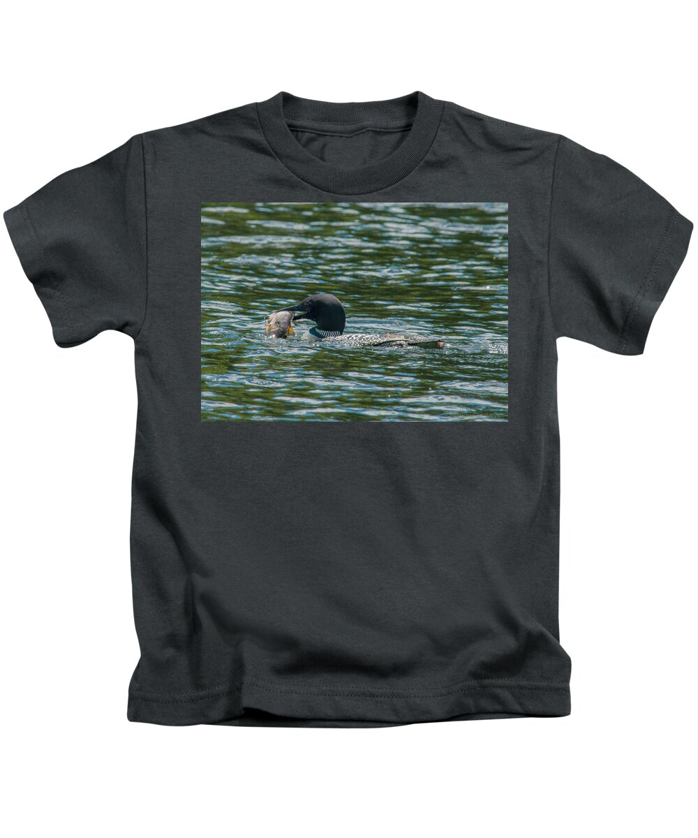 Birds Kids T-Shirt featuring the photograph Great Catch by Brenda Jacobs