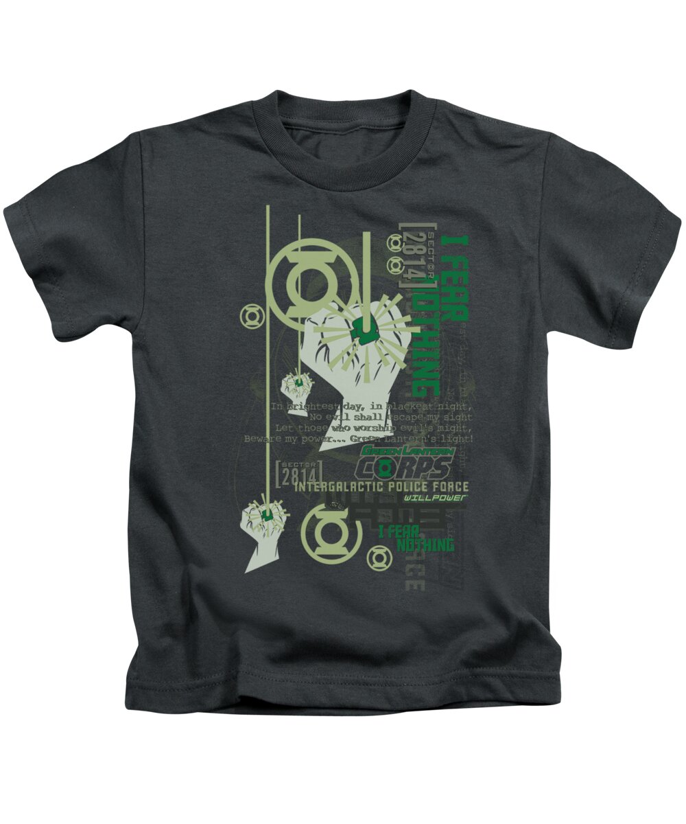 Green Lantern Kids T-Shirt featuring the digital art Green Lantern - Core Strength by Brand A