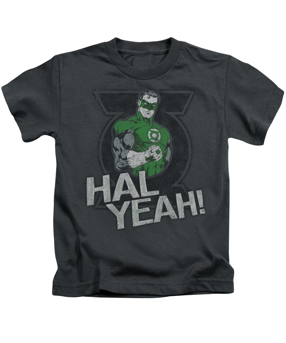 Green Lantern Kids T-Shirt featuring the digital art Green Lantern - Hal Yeah by Brand A