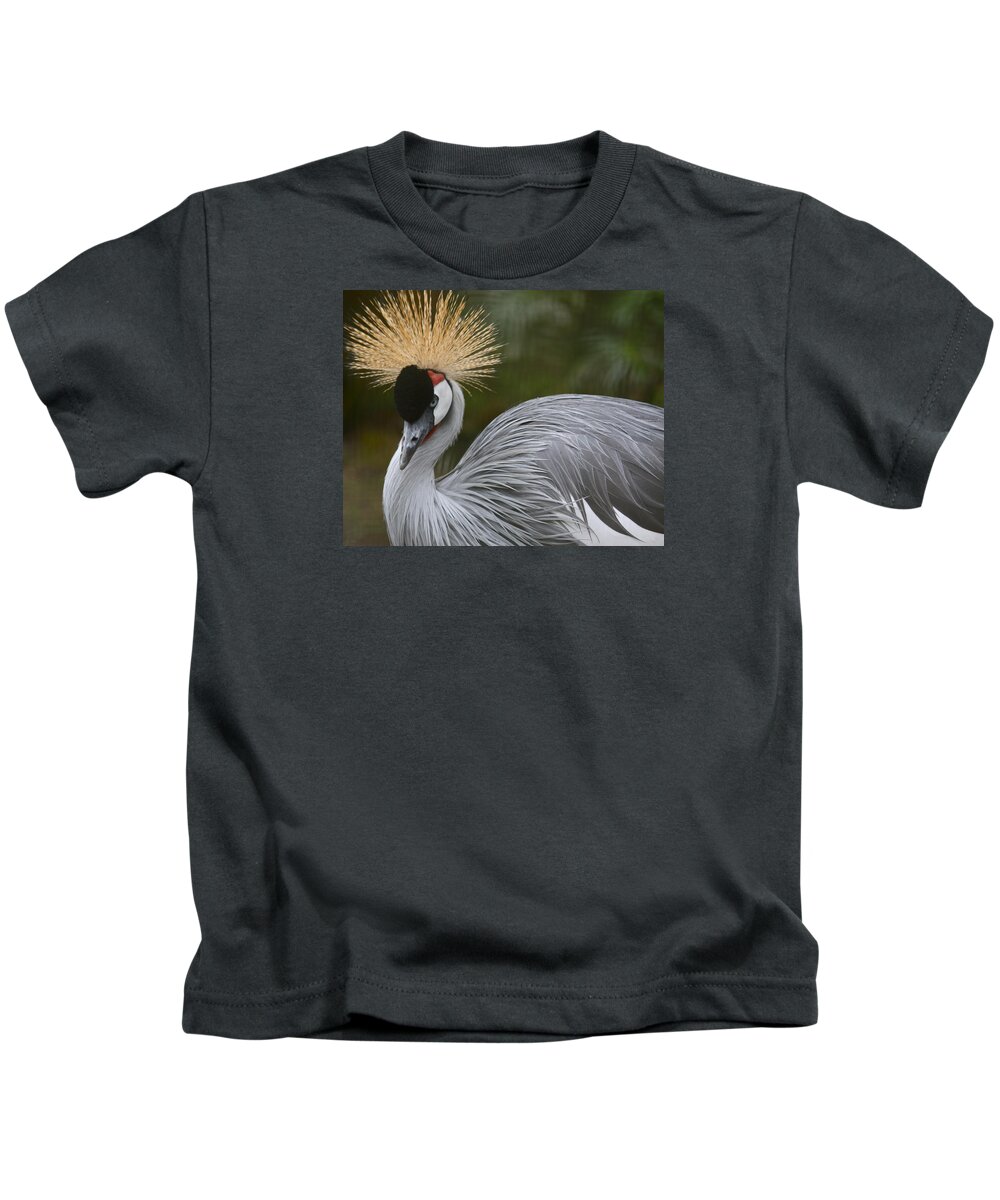 Bird Kids T-Shirt featuring the photograph Grey Crowned Crane by Venetia Featherstone-Witty