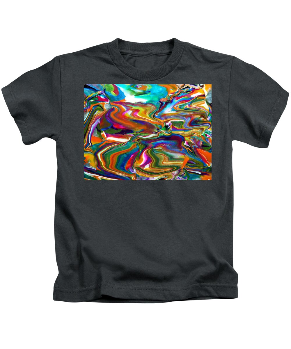 Abstract Kids T-Shirt featuring the mixed media Groovy by Deborah Stanley