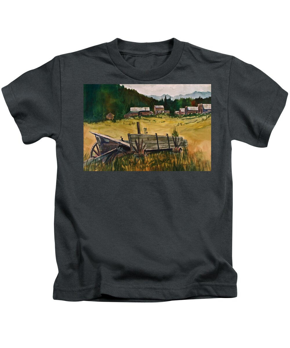 Ashcroft Kids T-Shirt featuring the painting Guess We'll Settle Here I by Frank SantAgata