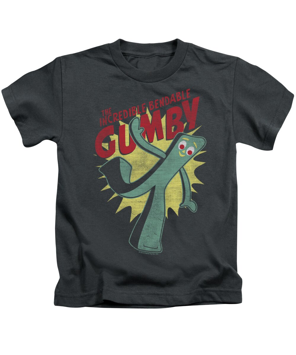 Gumby Kids T-Shirt featuring the digital art Gumby - Bendable by Brand A