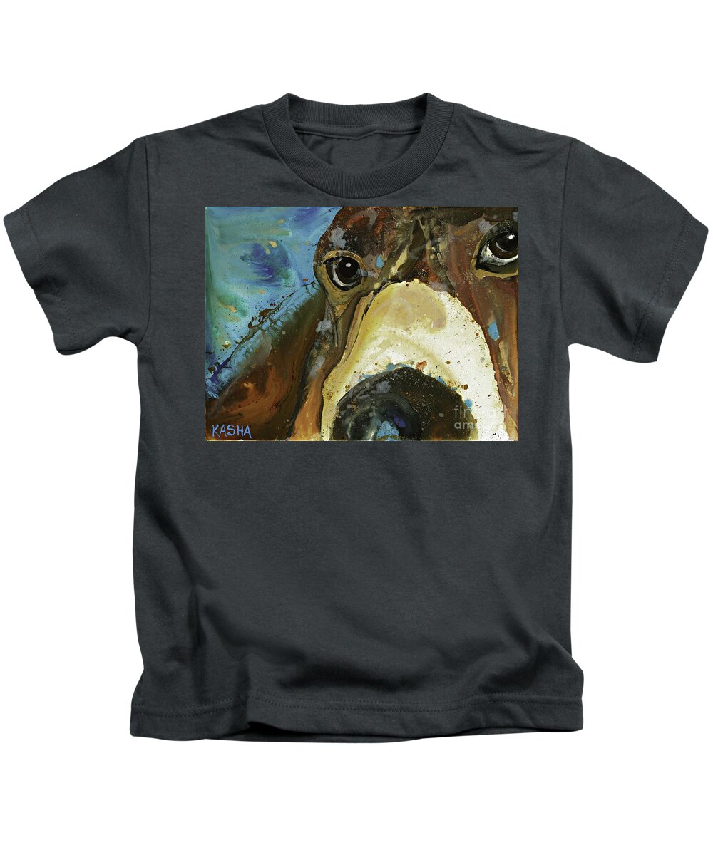Dog Kids T-Shirt featuring the painting Gus by Kasha Ritter