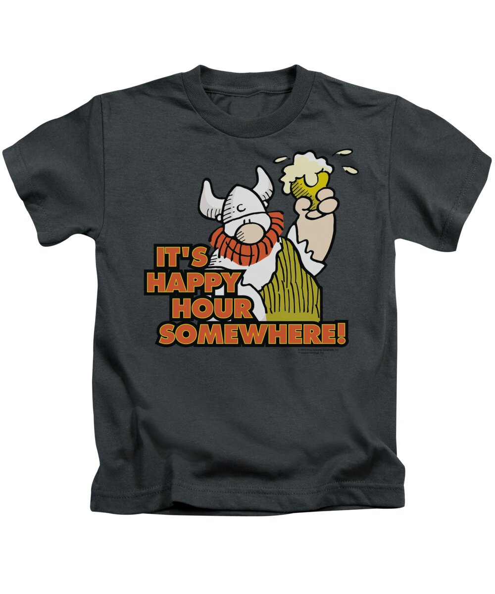  Kids T-Shirt featuring the digital art Hagar The Horrible - Happy Hour by Brand A