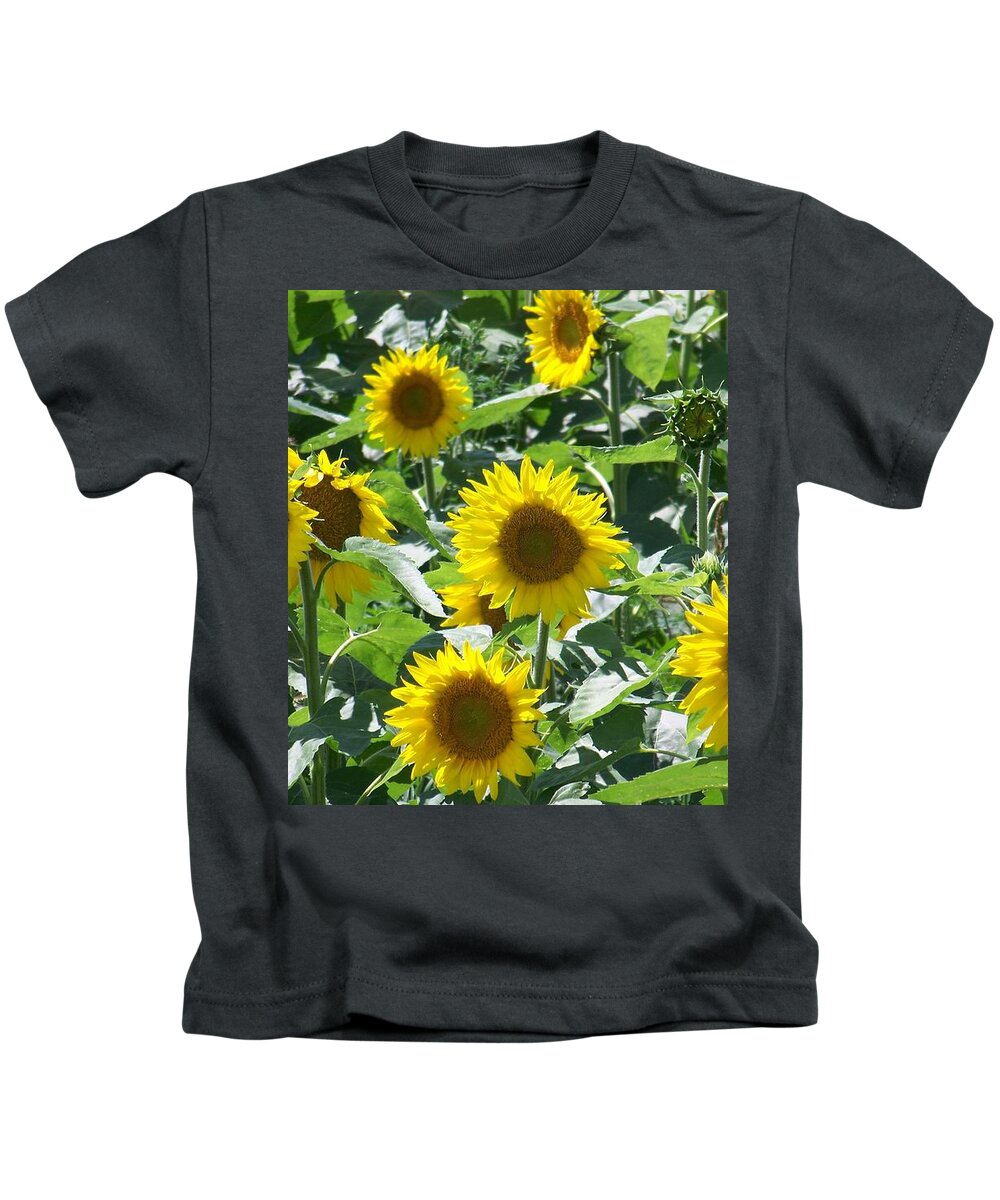 Sunflowers Kids T-Shirt featuring the photograph Happy Faces by Jackie Mueller-Jones