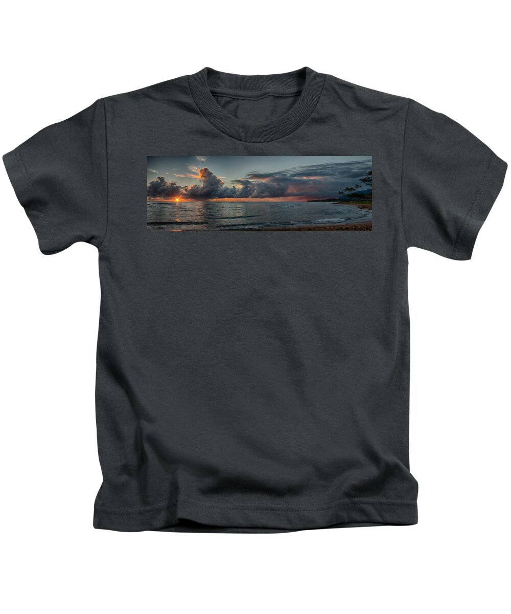 Hawaii Kids T-Shirt featuring the photograph Hauula Sunrise Panorama by Dan McManus
