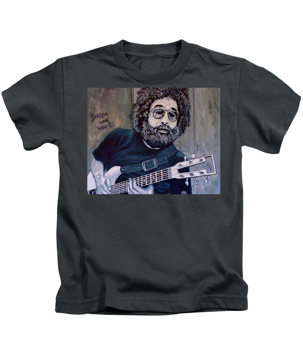 Jerry Kids T-Shirt featuring the painting Hey Now - Blue Jerry by Tom Roderick