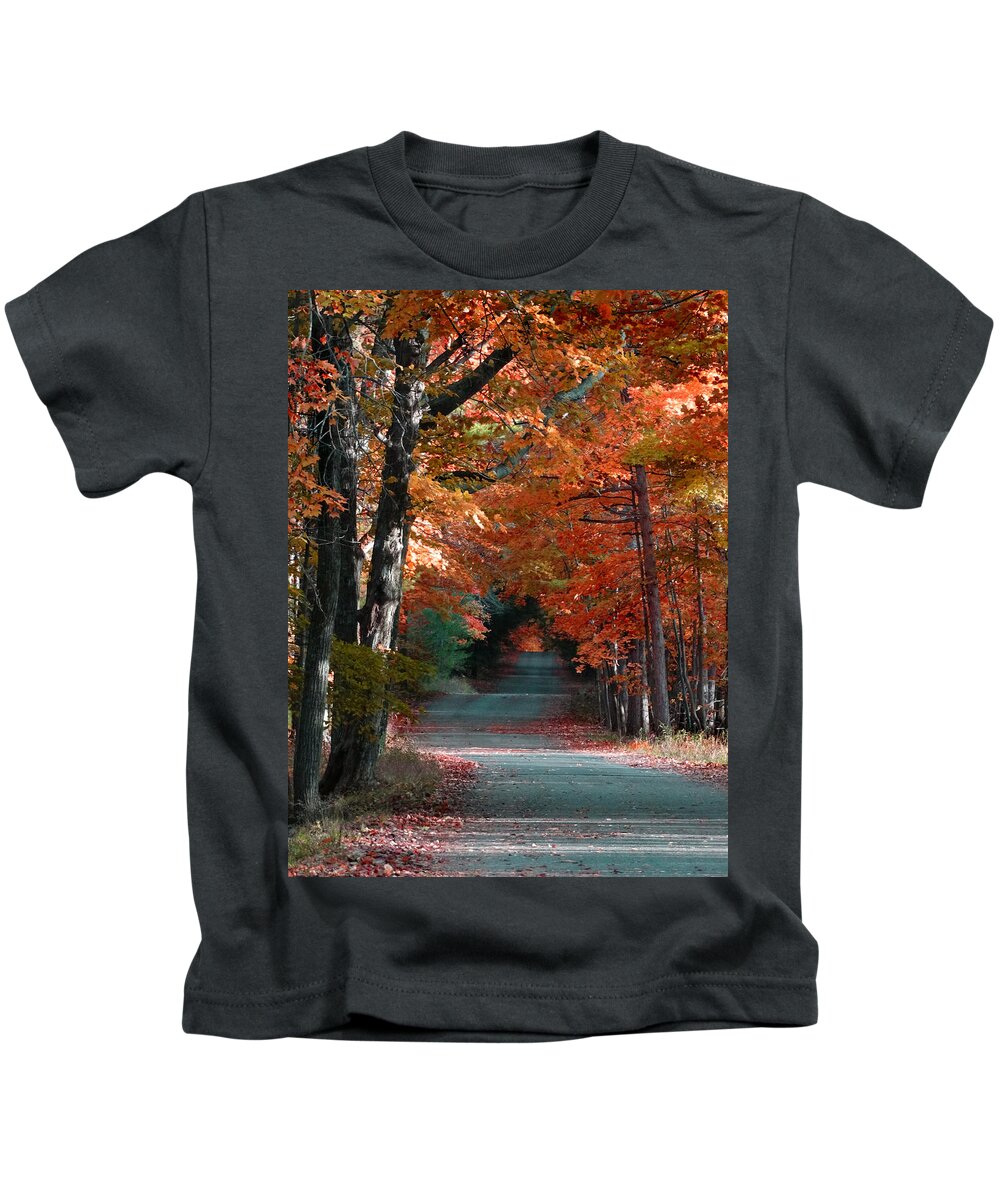 Fall Colors Kids T-Shirt featuring the photograph Highland Road Color by David T Wilkinson