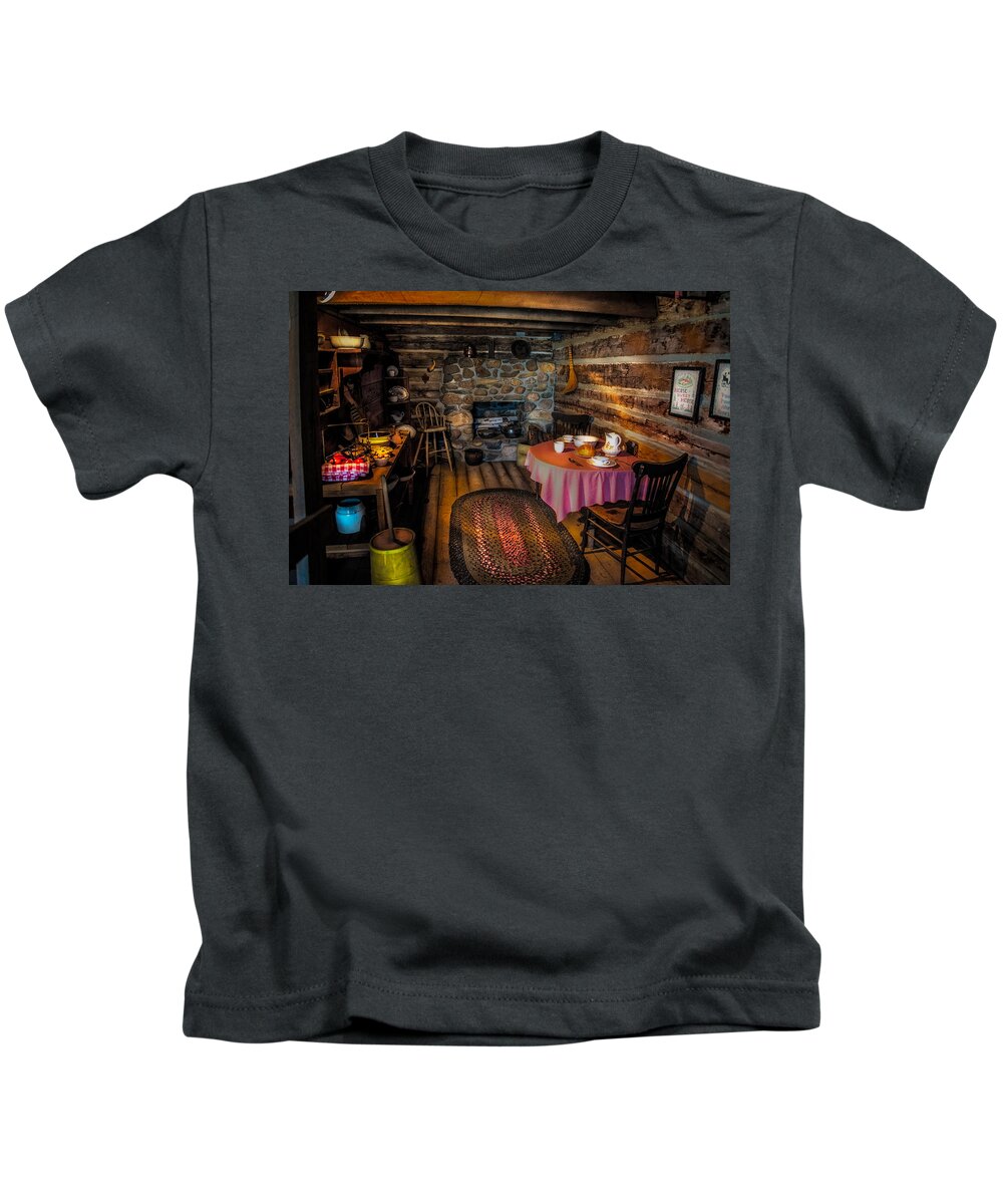 Log Cabin Kitchen Kids T-Shirt featuring the photograph Home Sweet Home by Paul Freidlund