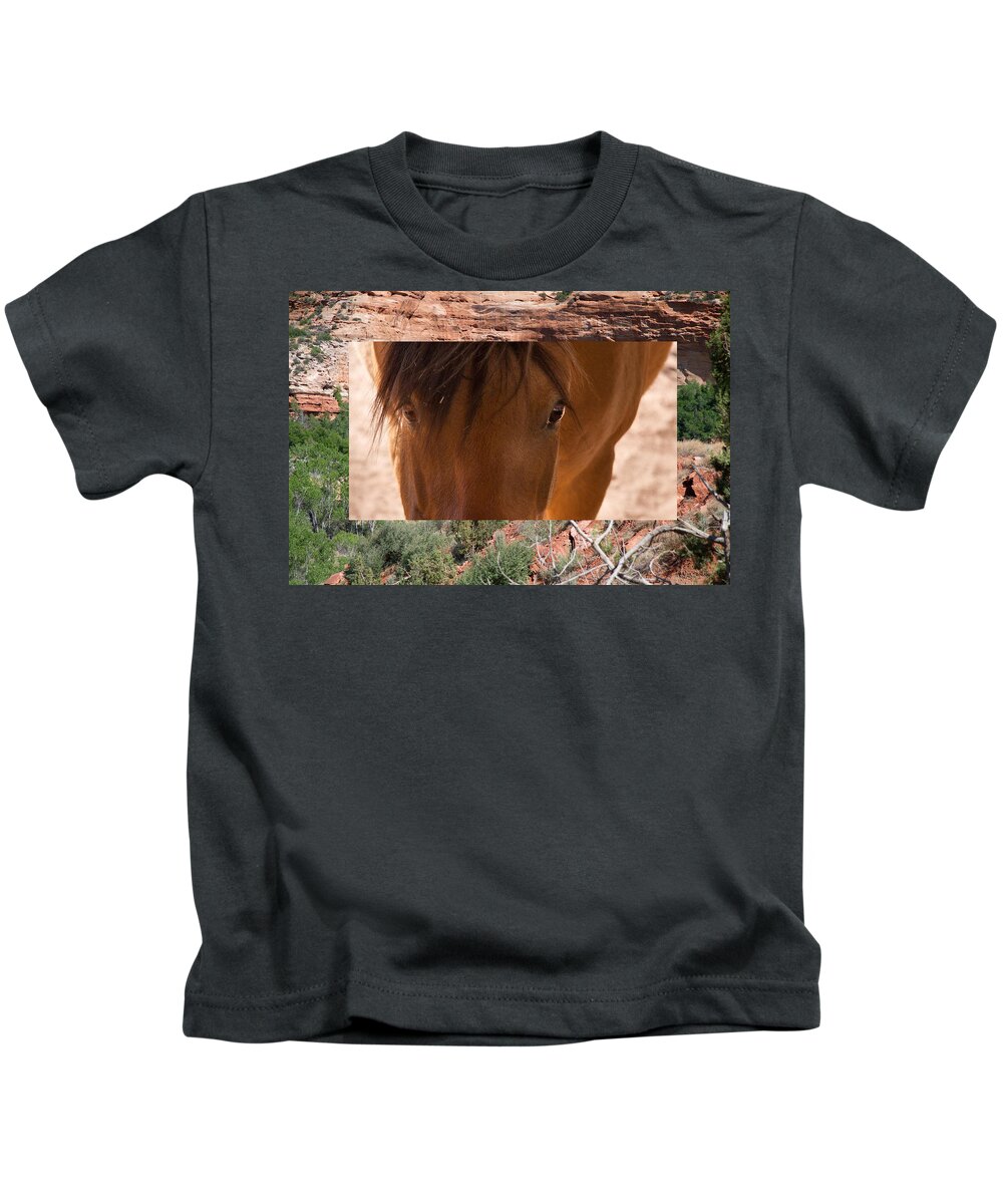 Horse Kids T-Shirt featuring the photograph Horse and Canyon by Natalie Rotman Cote