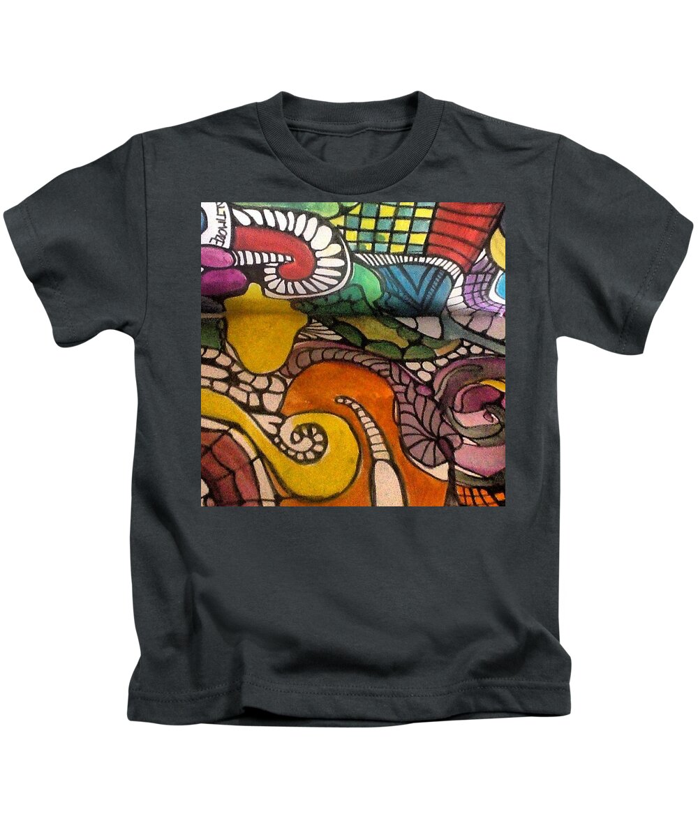 Art Kids T-Shirt featuring the painting Life is better in color by Sandra Lira
