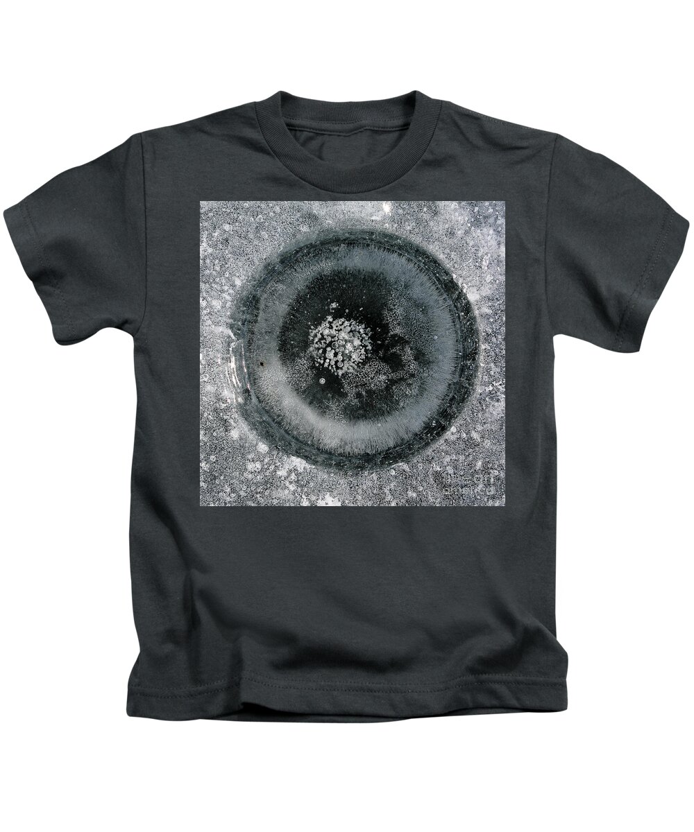 Ice Kids T-Shirt featuring the photograph Ice fishing hole 9 by Steven Ralser
