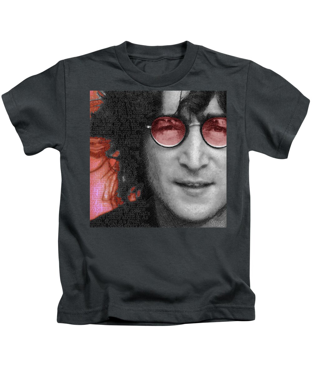John Lennon Kids T-Shirt featuring the painting Imagine John Lennon Again by Tony Rubino