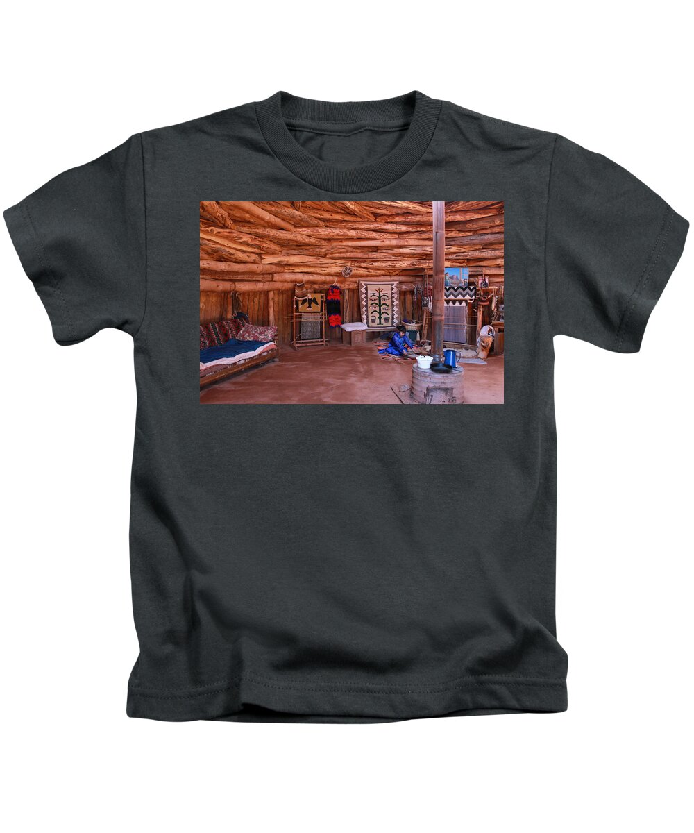 Navajo Home Kids T-Shirt featuring the photograph Inside a Navajo Home by Diane Bohna
