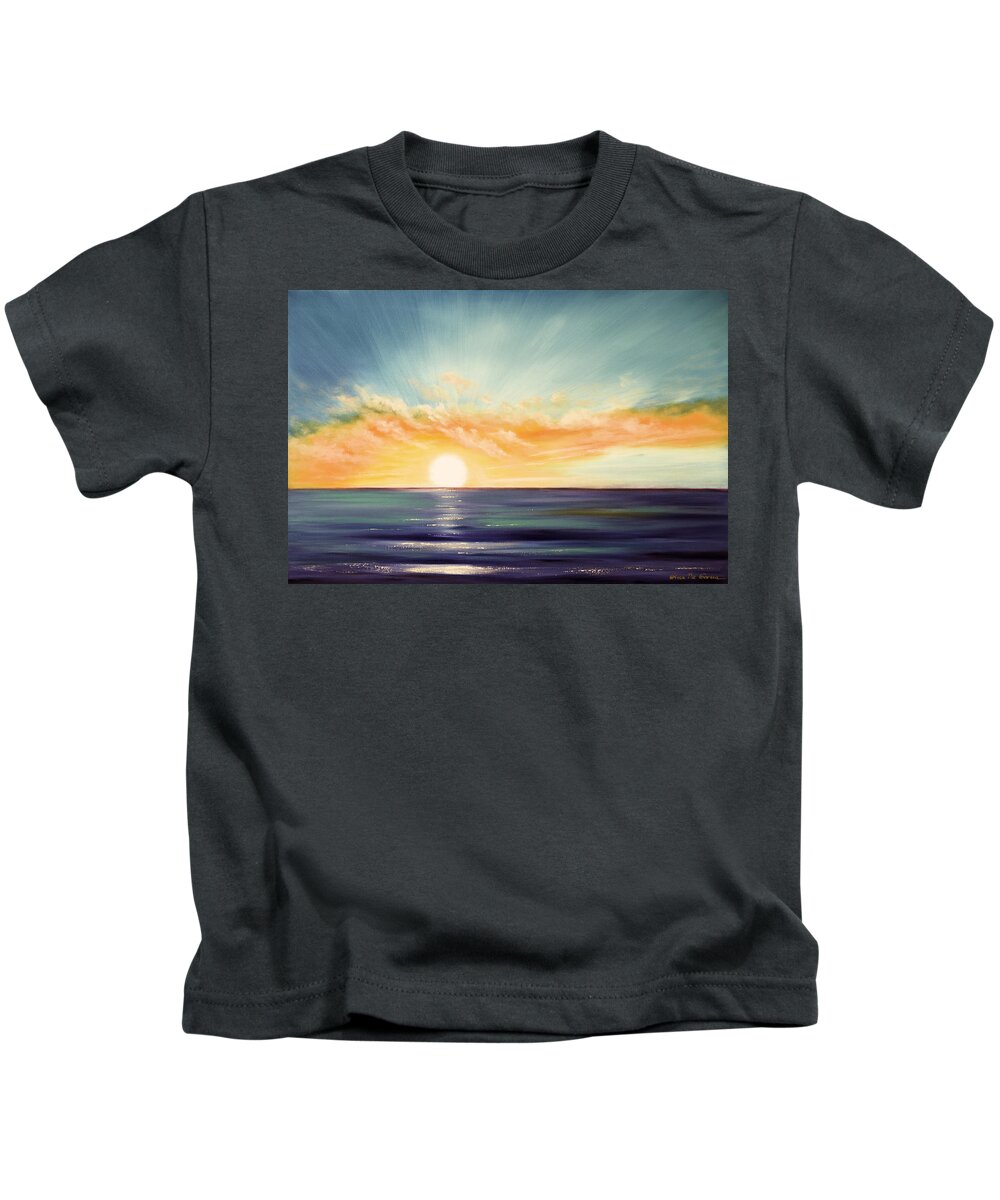 Sunset Kids T-Shirt featuring the painting It's a New Beginning Somewhere Else by Gina De Gorna