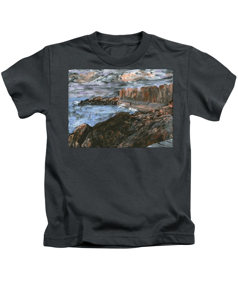 Seascape Kids T-Shirt featuring the painting Jaffa by Alice Faber