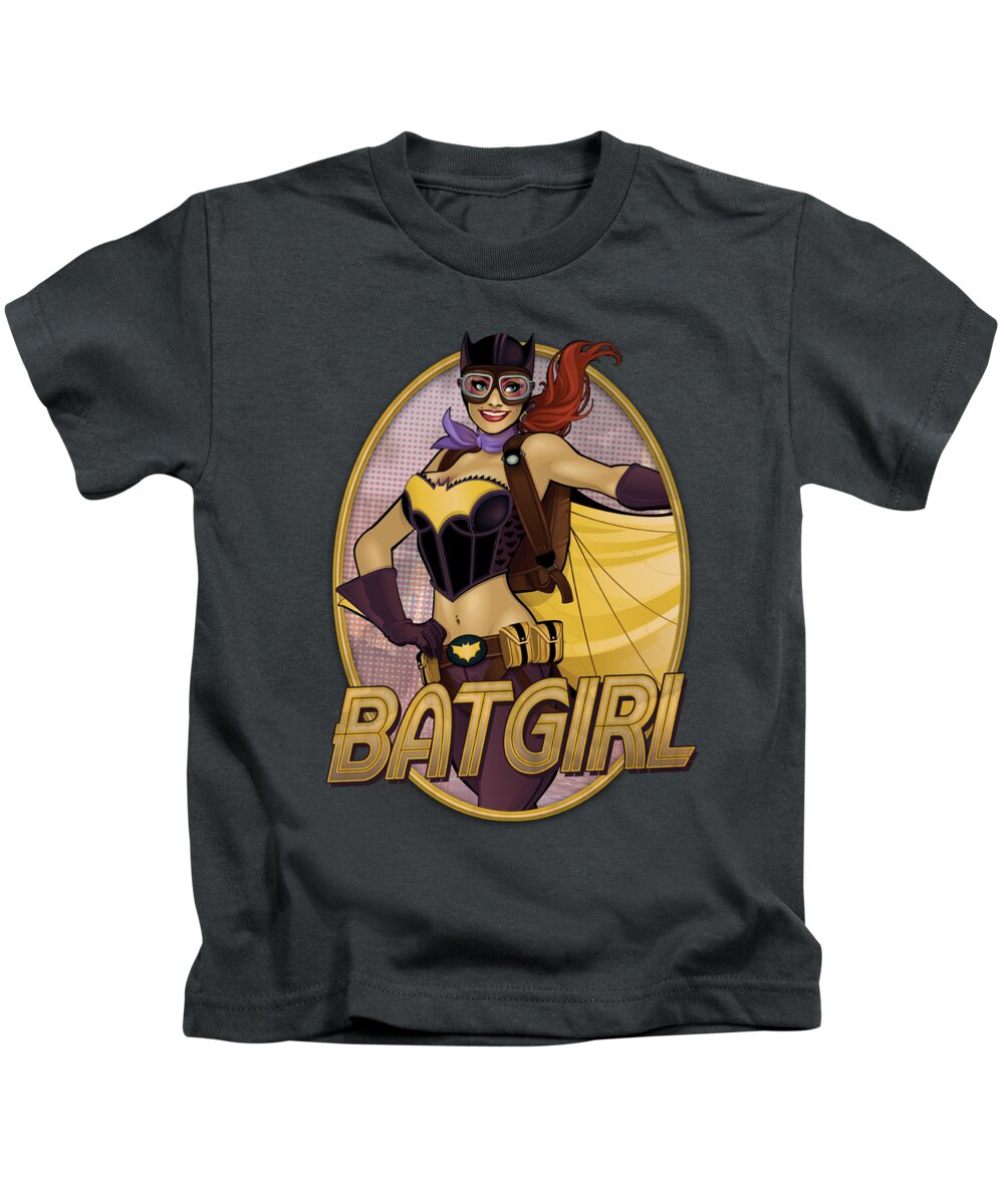  Kids T-Shirt featuring the digital art Jla - Batgirl Bombshell by Brand A