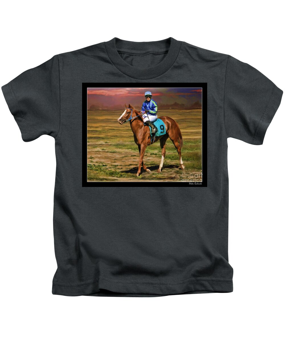 Juan Hermandez Kids T-Shirt featuring the photograph Juan Hermandez On Horse Atticus Ghost by Blake Richards