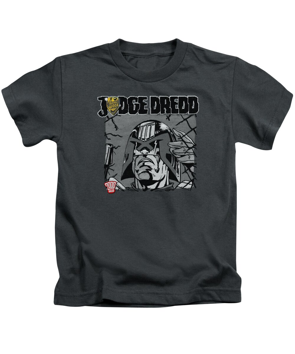 Judge Dredd Kids T-Shirt featuring the digital art Judge Dredd - Fenced by Brand A