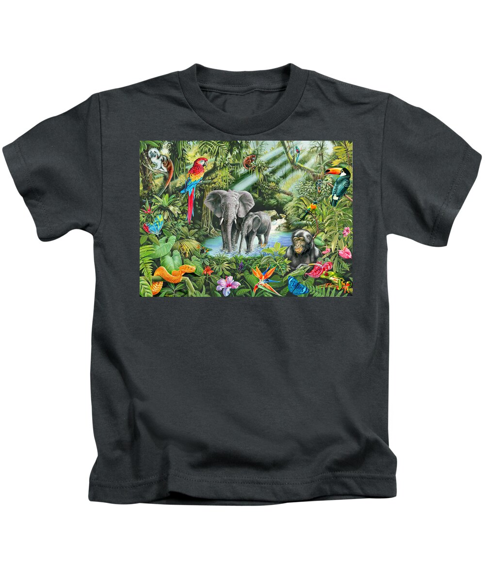Animal Kids T-Shirt featuring the photograph Jungle by MGL Meiklejohn Graphics Licensing