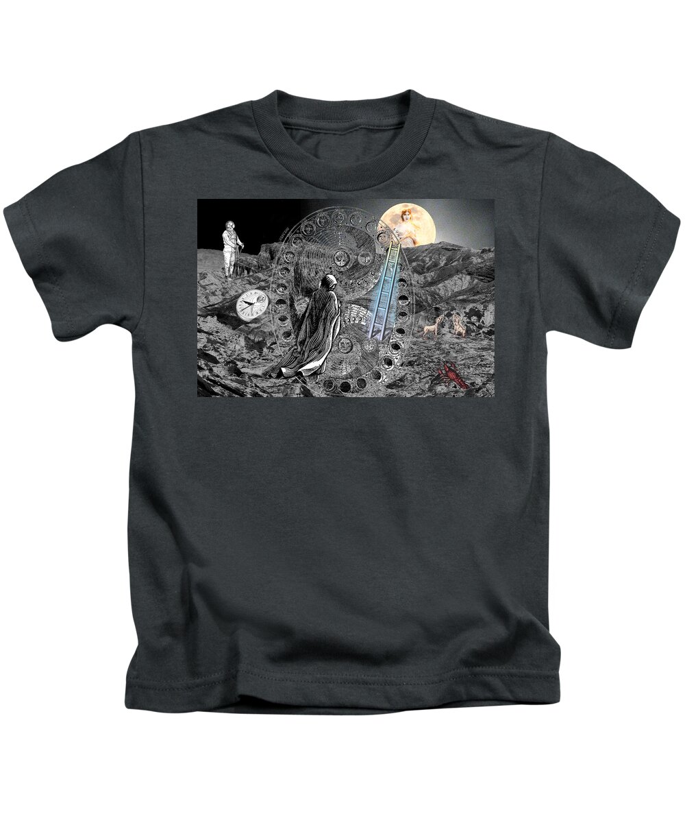 Tarot Kids T-Shirt featuring the digital art La Luna by Lisa Yount