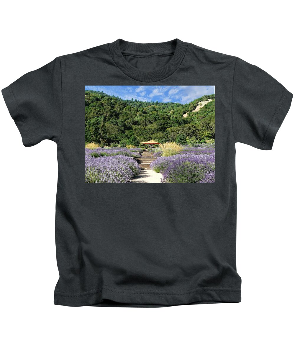 California Kids T-Shirt featuring the photograph Lavender Path by Steve Ondrus