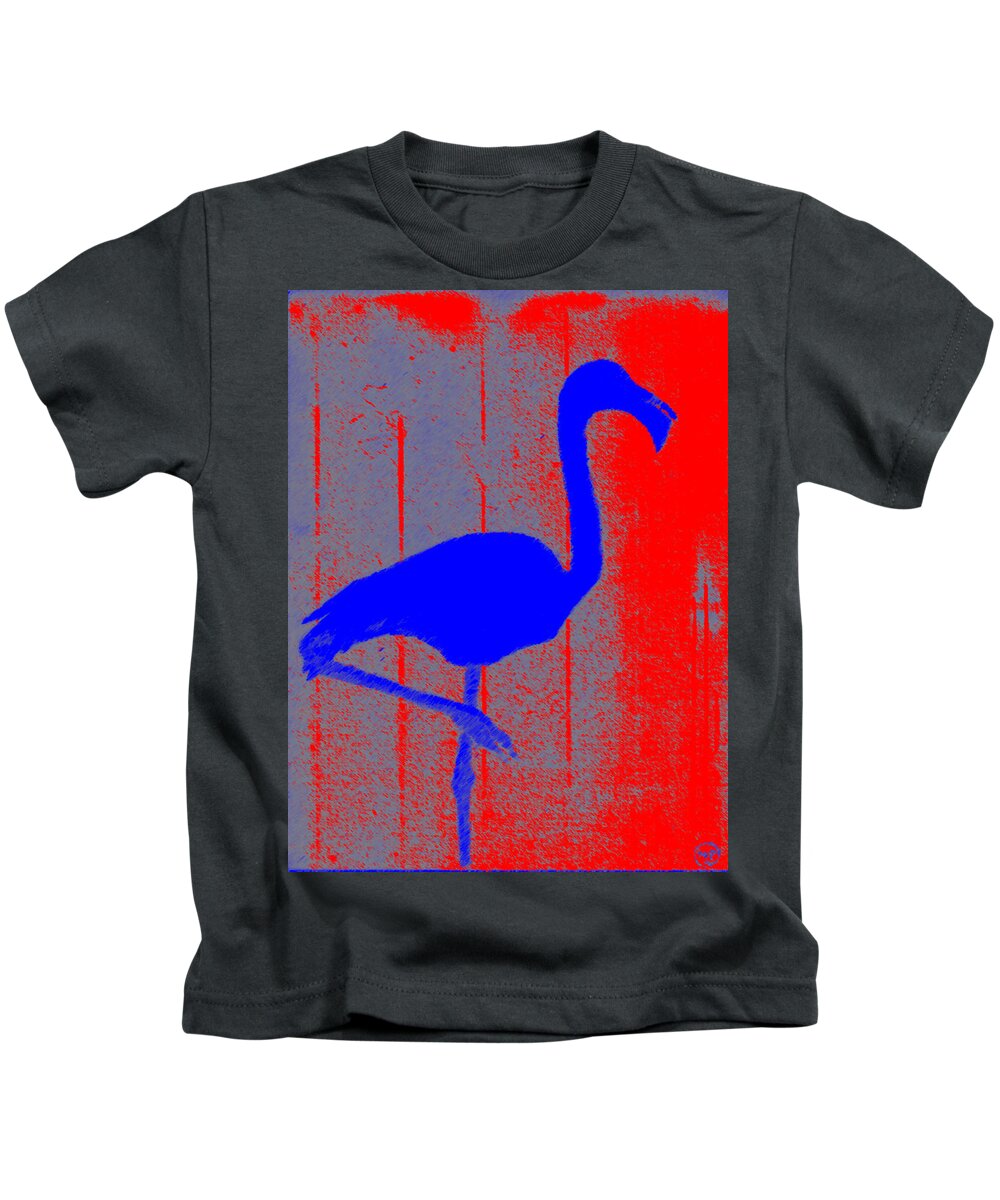 Flamingo Kids T-Shirt featuring the digital art Le Flamant by George Pedro