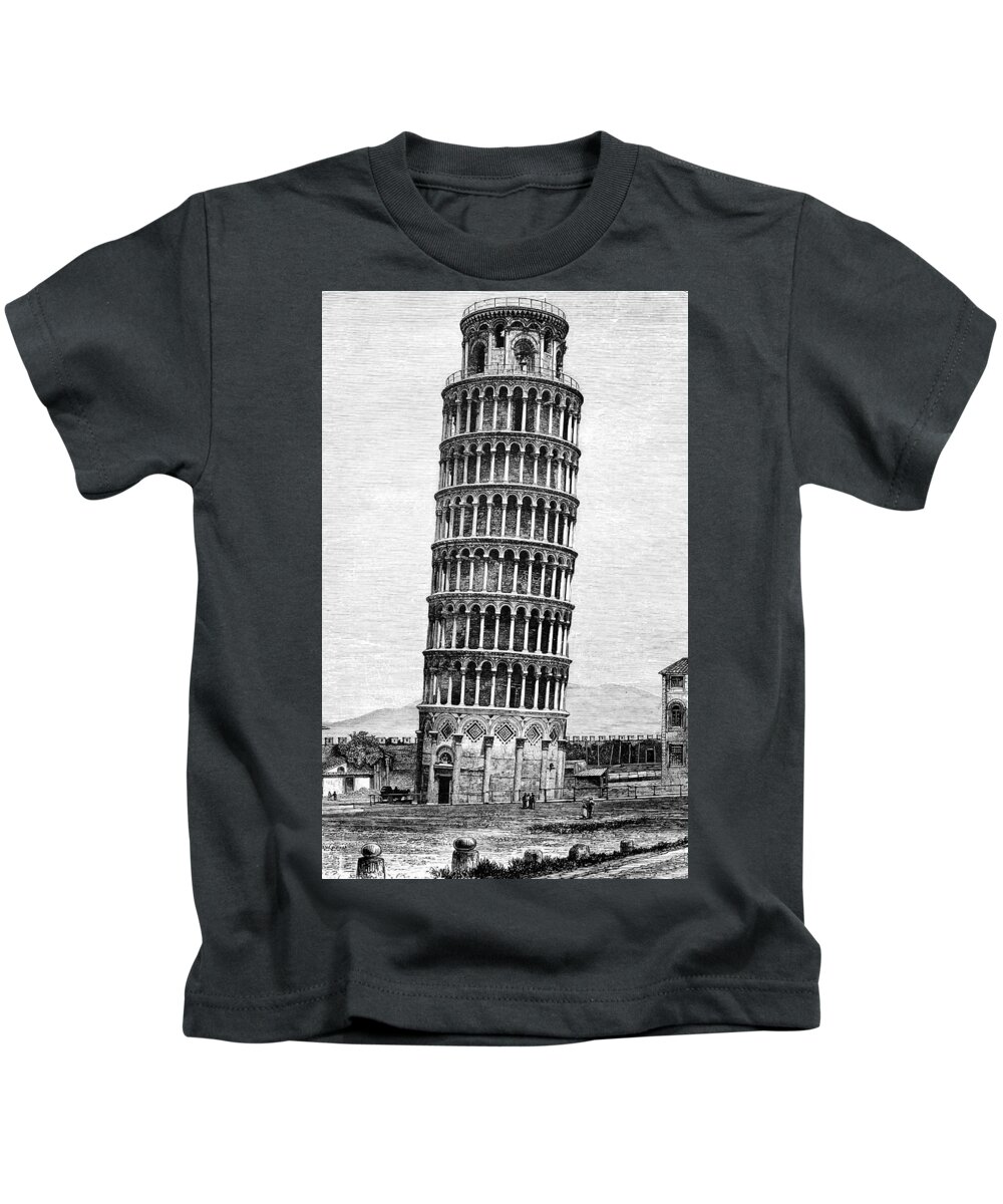 Pisa Kids T-Shirt featuring the photograph Leaning Tower of Pisa 1870 Drawing by Phil Cardamone