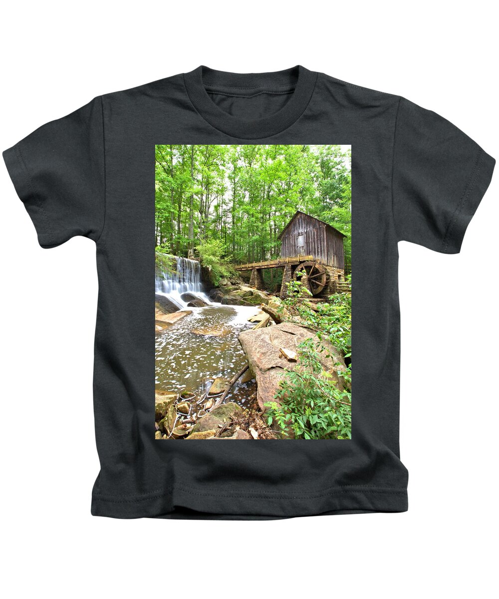 8656 Kids T-Shirt featuring the photograph Lefler Grist Mill by Gordon Elwell