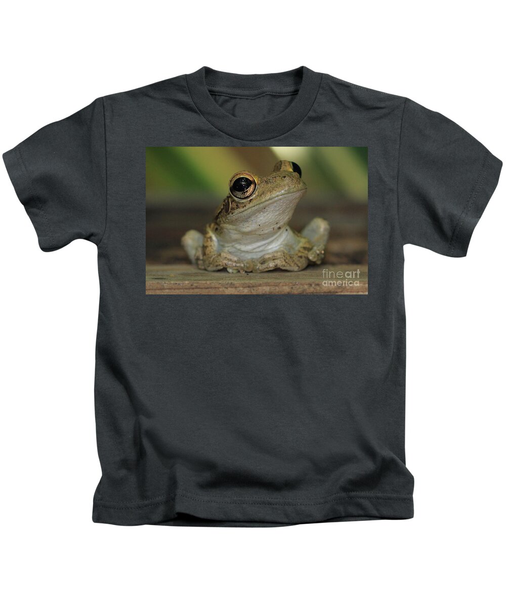 Cuban Treefrog Kids T-Shirt featuring the photograph Let's Talk - Cuban Treefrog by Meg Rousher