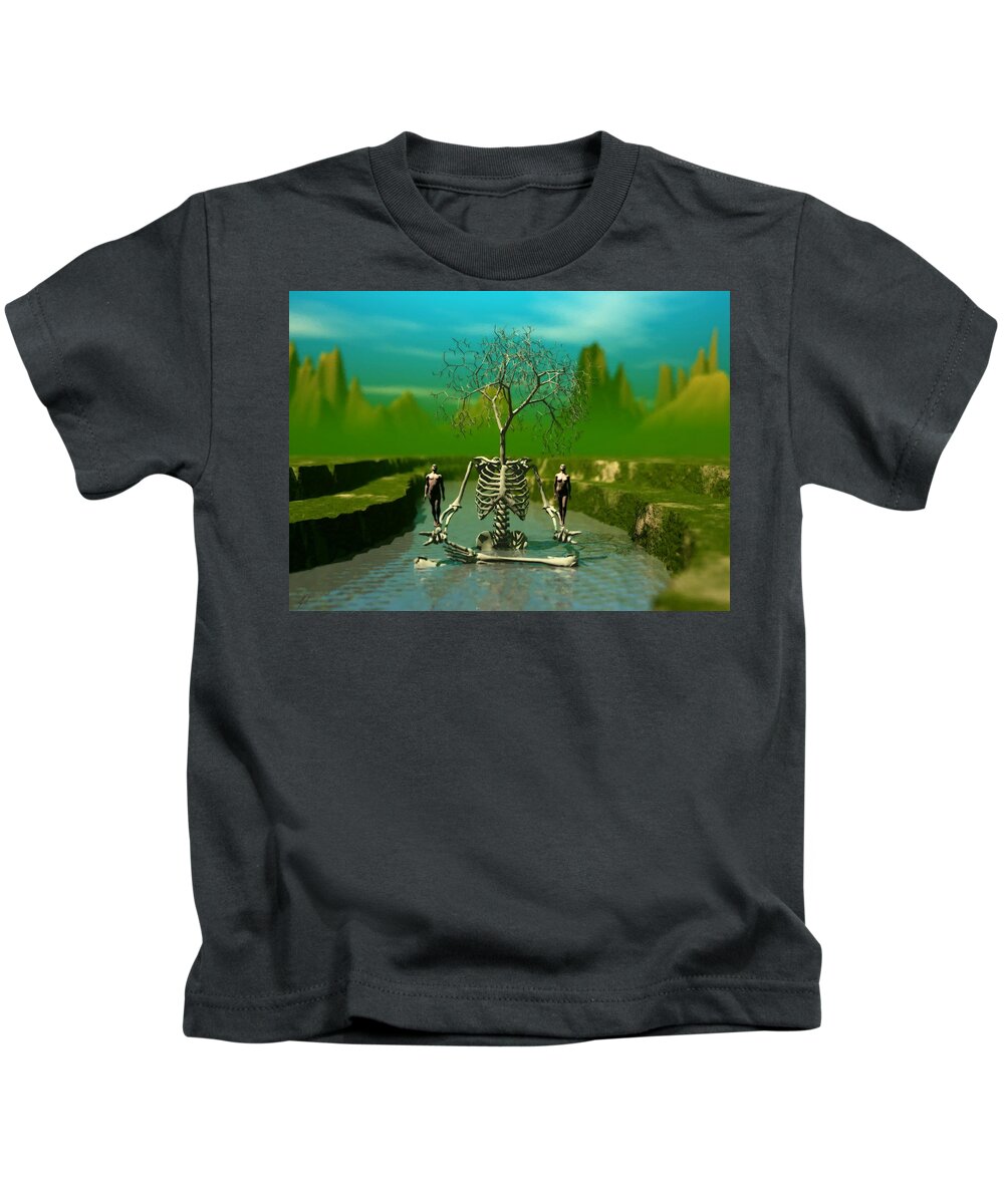 Life Kids T-Shirt featuring the digital art Life Death and The River of Time by John Alexander