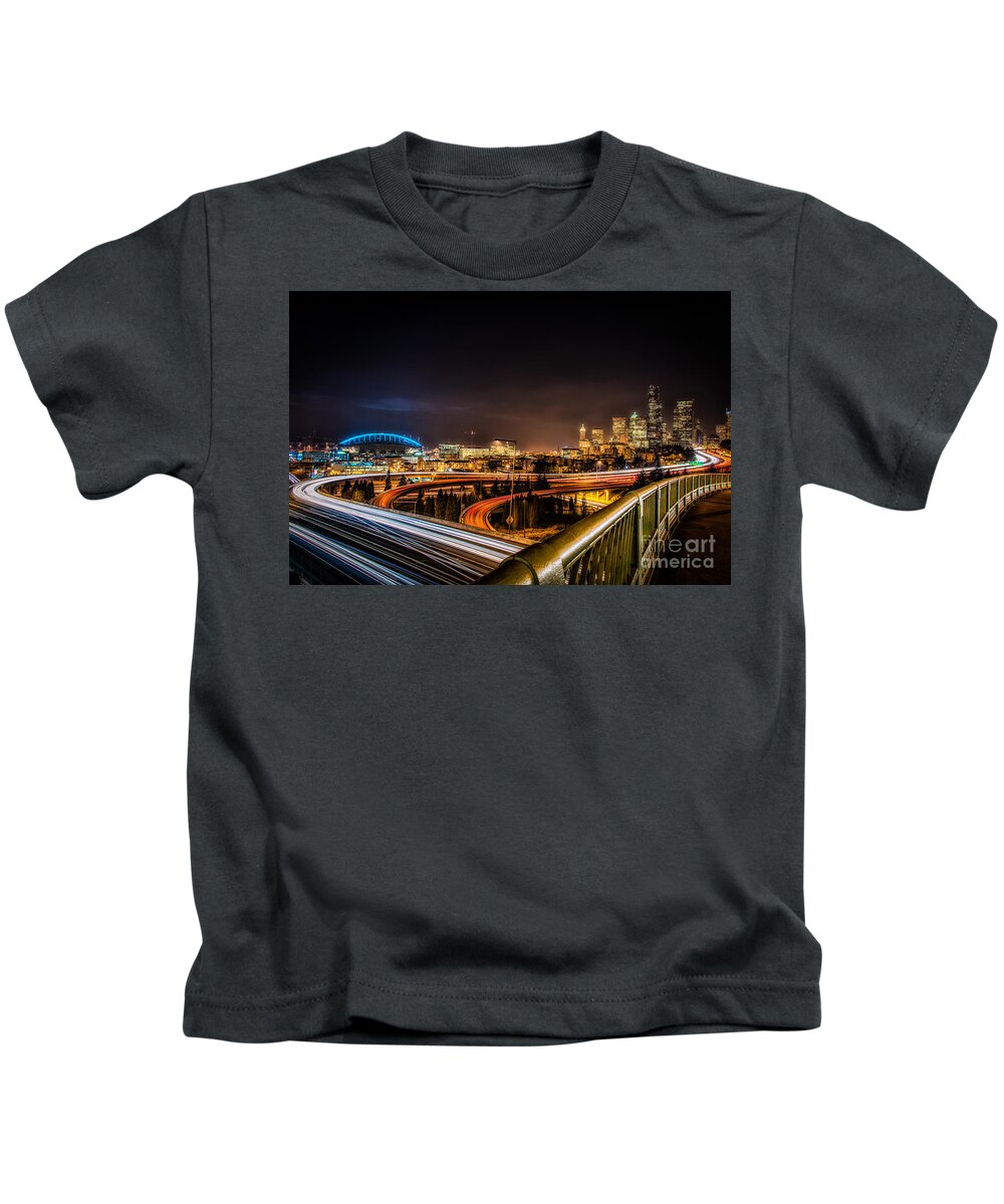 Seattle Kids T-Shirt featuring the photograph Light Travel by Jennifer Magallon