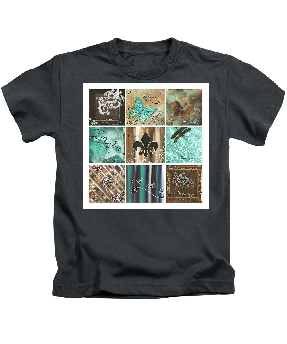 Abstract Kids T-Shirt featuring the painting Live and Love by MADART by Megan Aroon
